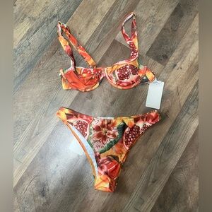 Muse Orange Floral Bikini Set